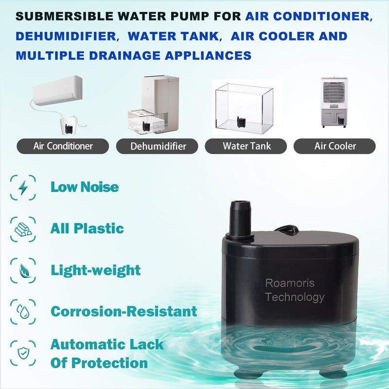 Roamoris Small Pump With Level Sensor,5 FT Drain Lift,Large Volume,110V Automatic Submersible Water Pump Mini HAVC Condensate Pump For Dehumidifier,Air Conditioner, Ice Maker, Furnace,Air Cooler,PM02 - Image 5